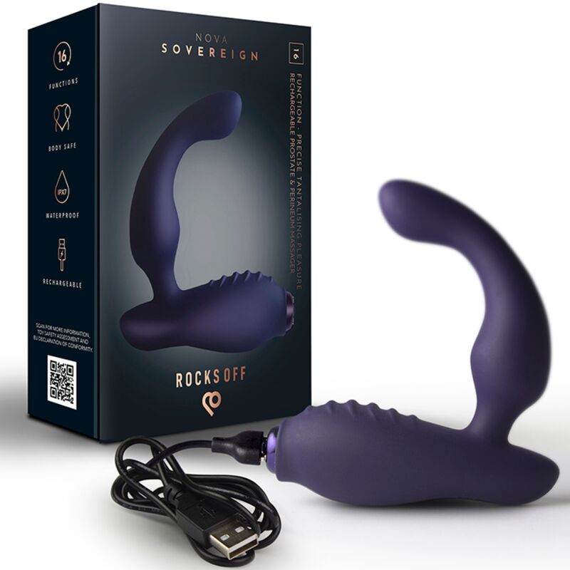 ROCKS-OFF - NOVA SOVEREIGN RECHARGEABLE PROSTATE & PERINEUM MASSAGER 16 FUNCTION BLUE