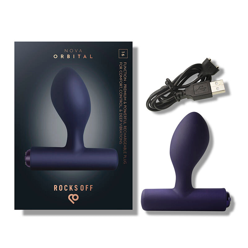 ROCKS-OFF - NOVA ORBITAL RECHARGEABLE PREMIUM & POWERFUL ANAL PLUG 16 FUNCTION BLUE