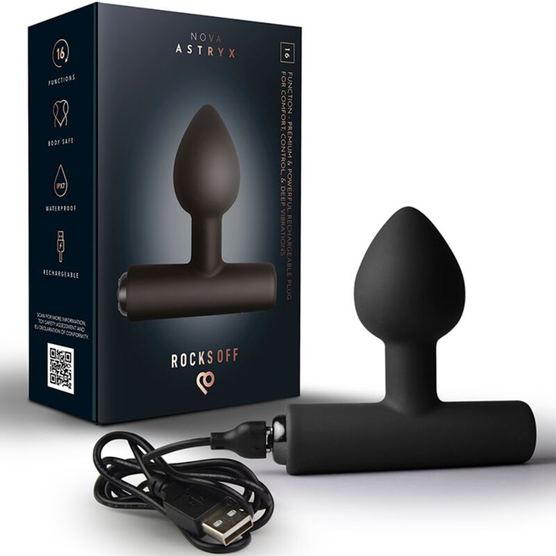ROCKS-OFF - NOVA ASTRYX RECHARGEABLE PREMIUM & POWERFUL ANAL PLUG 16 FUNCTION BLACK