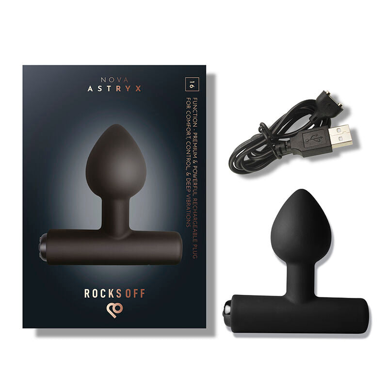 ROCKS-OFF - NOVA ASTRYX RECHARGEABLE PREMIUM & POWERFUL ANAL PLUG 16 FUNCTION BLACK