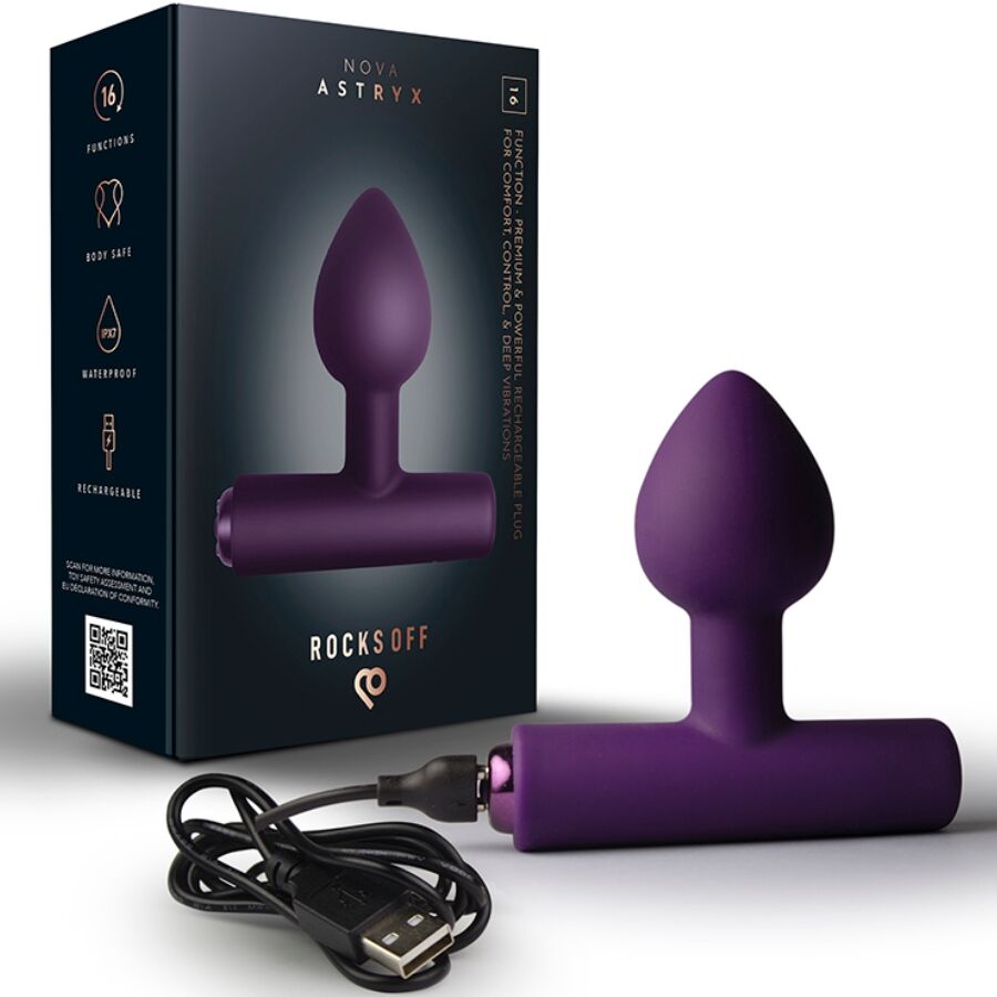 ROCKS-OFF - NOVA ASTRYX RECHARGEABLE PREMIUM & POWERFUL ANAL PLUG 16 FUNCTION PURPLE