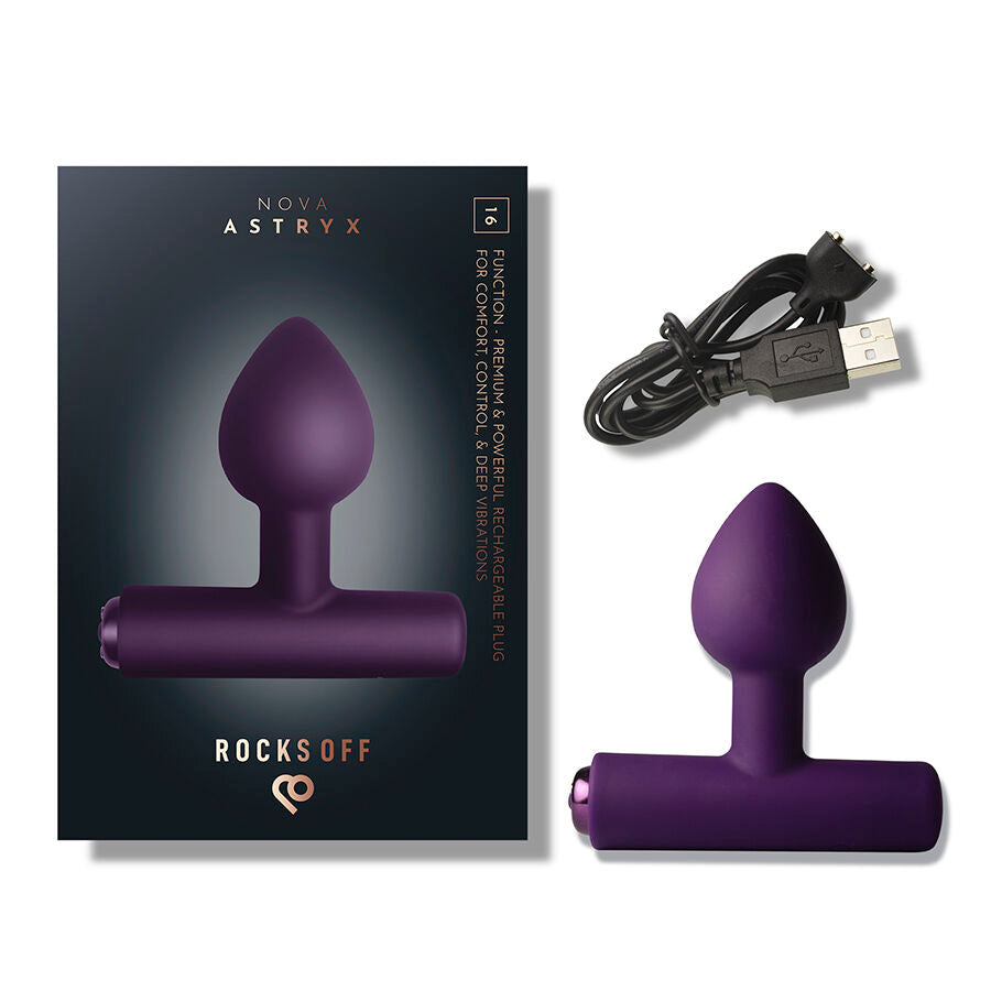 ROCKS-OFF - NOVA ASTRYX RECHARGEABLE PREMIUM & POWERFUL ANAL PLUG 16 FUNCTION PURPLE