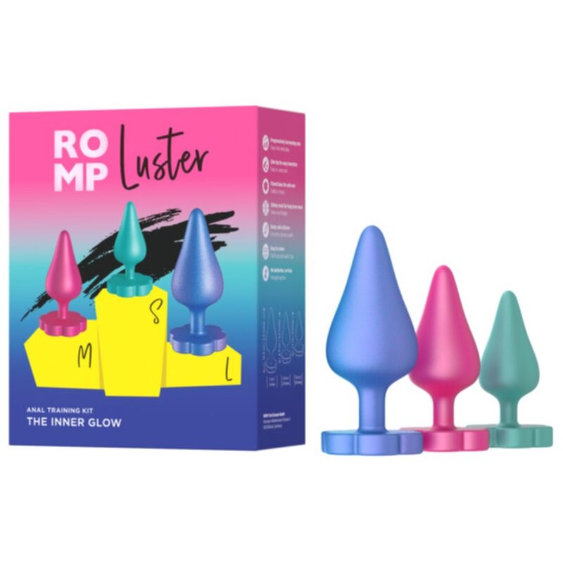 ROMP - LUSTER ANAL TRAINING KIT S/M/L WITH FLOWER-SHAPED BASE