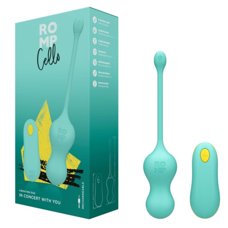 ROMP - CELLO MULTIFUNCTION VIBRATING EGG TURQUOISE REMOTE CONTROL