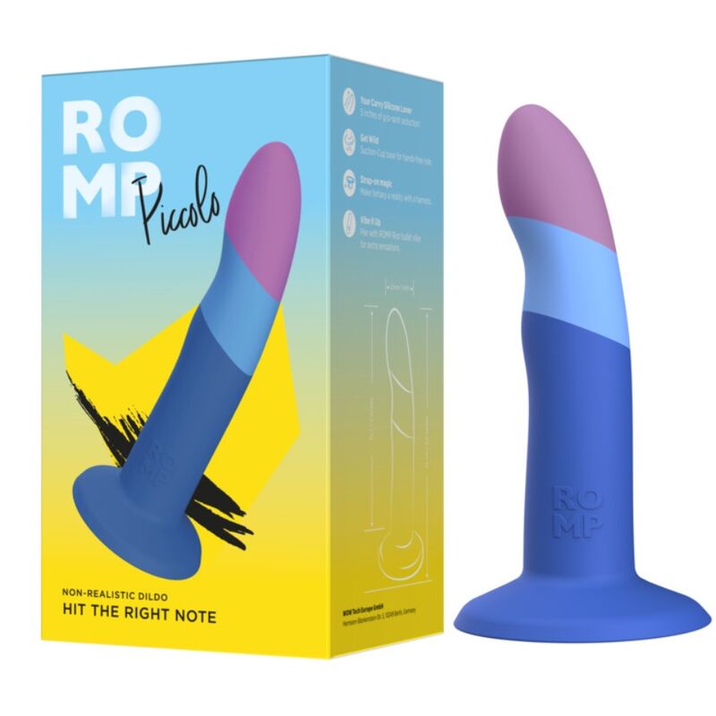 ROMP - PICCOLO SILICONE DILDO WITH TRICOLOR SUCTION CUP 14 CM