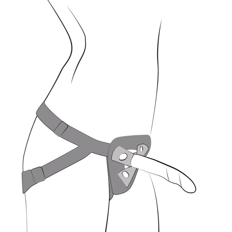 ROMP - PICCOLO HARNESS + SILICONE DILDO WITH TRICOLOR SUCTION CUP 14 CM