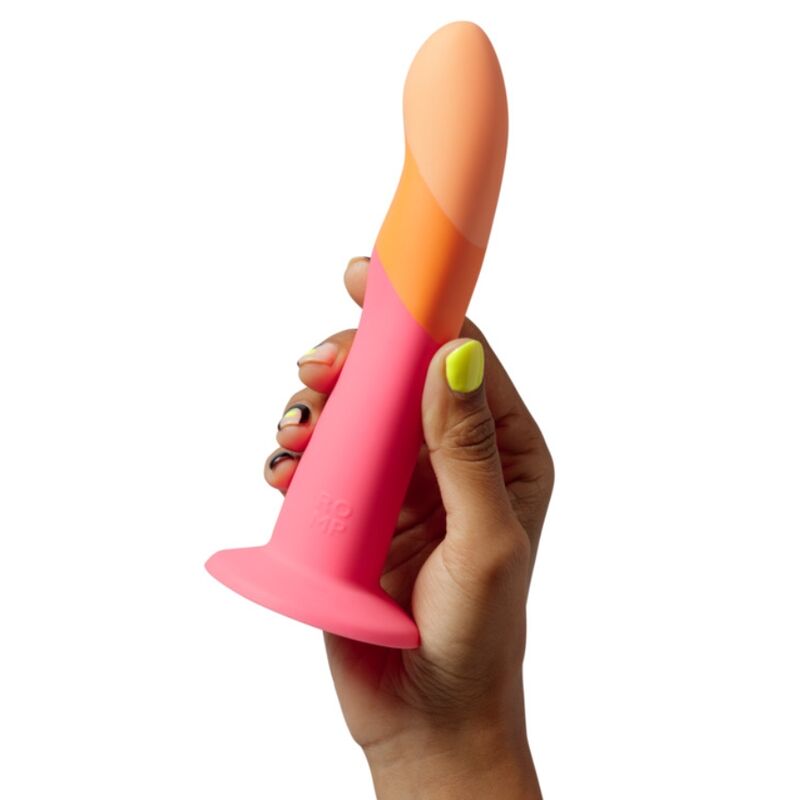 ROMP - DIZI SILICONE DILDO WITH SUCTION CUP TRICOLOR 18 CM