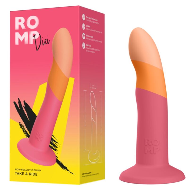 ROMP - DIZI SILICONE DILDO WITH SUCTION CUP TRICOLOR 18 CM