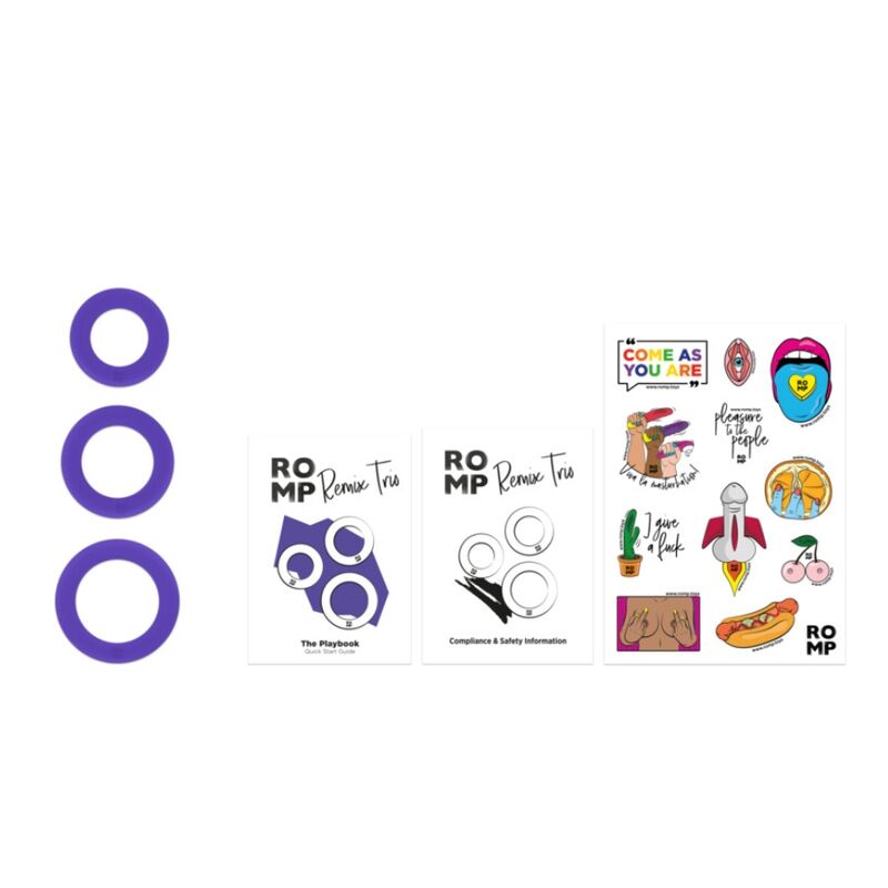 ROMP - REMIX TRIO SET OF 3 PURPLE SILICONE PENIS RINGS