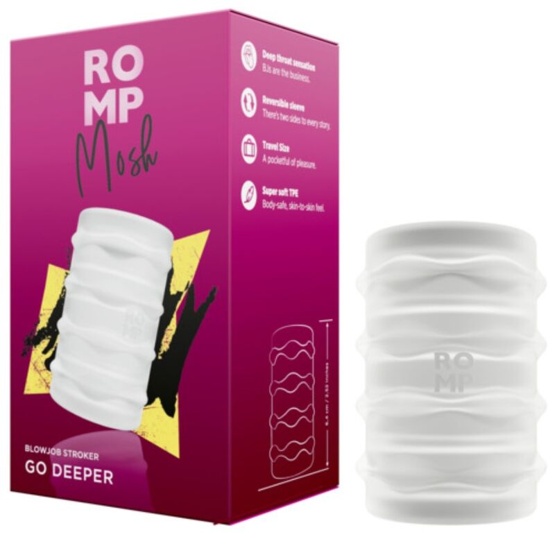 ROMP - MOSH TRANSPARENT MALE MASTURBATOR WITH 6 CM REVERSBLE SHEATH