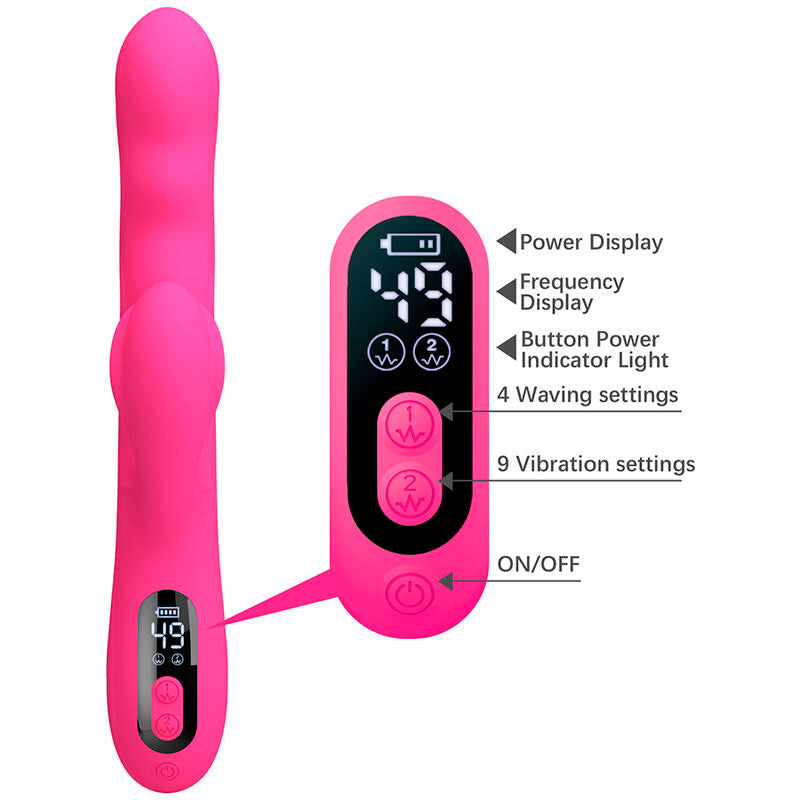 PRETTY LOVE - WINTERS MULTIFUNCTION RABBIT VIBRATOR WITH LED DISPLAY PINK