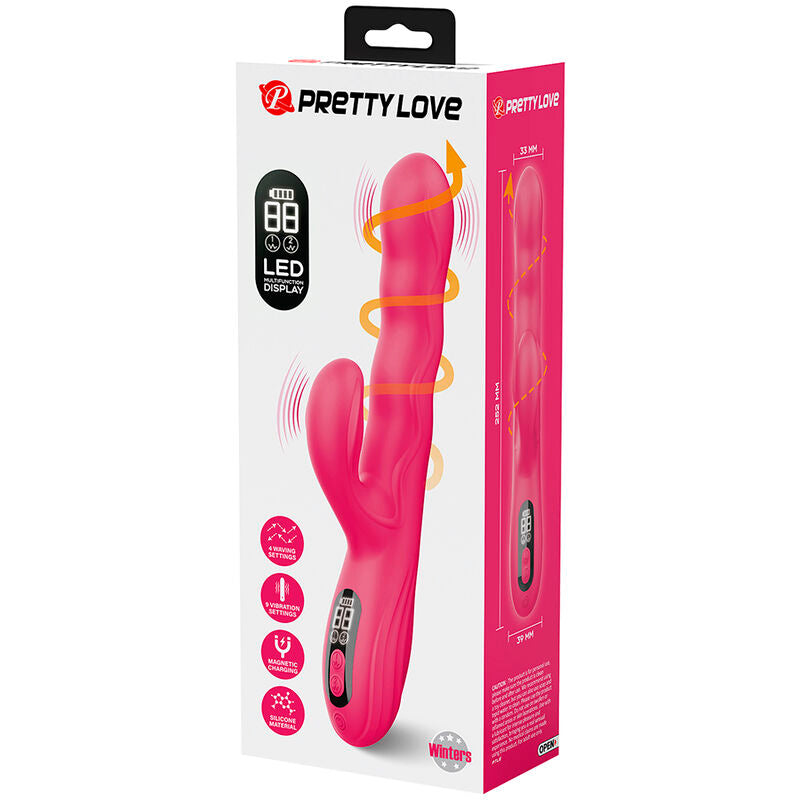 PRETTY LOVE - WINTERS MULTIFUNCTION RABBIT VIBRATOR WITH LED DISPLAY PINK