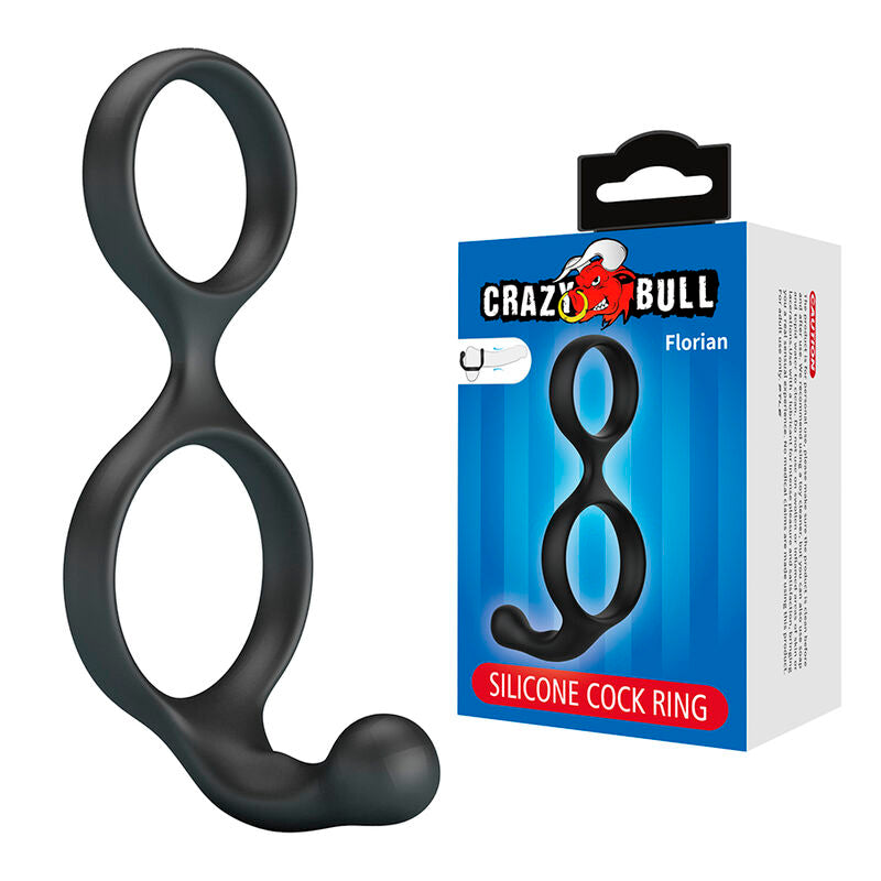 CRAZY BULL - FLORIAN DOUBLE COCK AND BALL RING BLACK