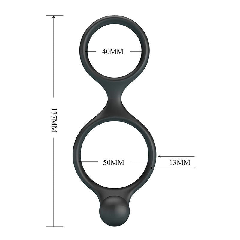 CRAZY BULL - FLORIAN DOUBLE COCK AND BALL RING BLACK