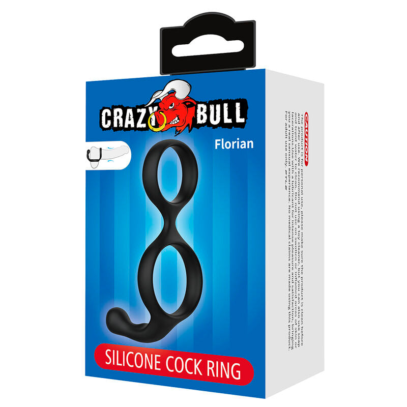 CRAZY BULL - FLORIAN DOUBLE COCK AND BALL RING BLACK