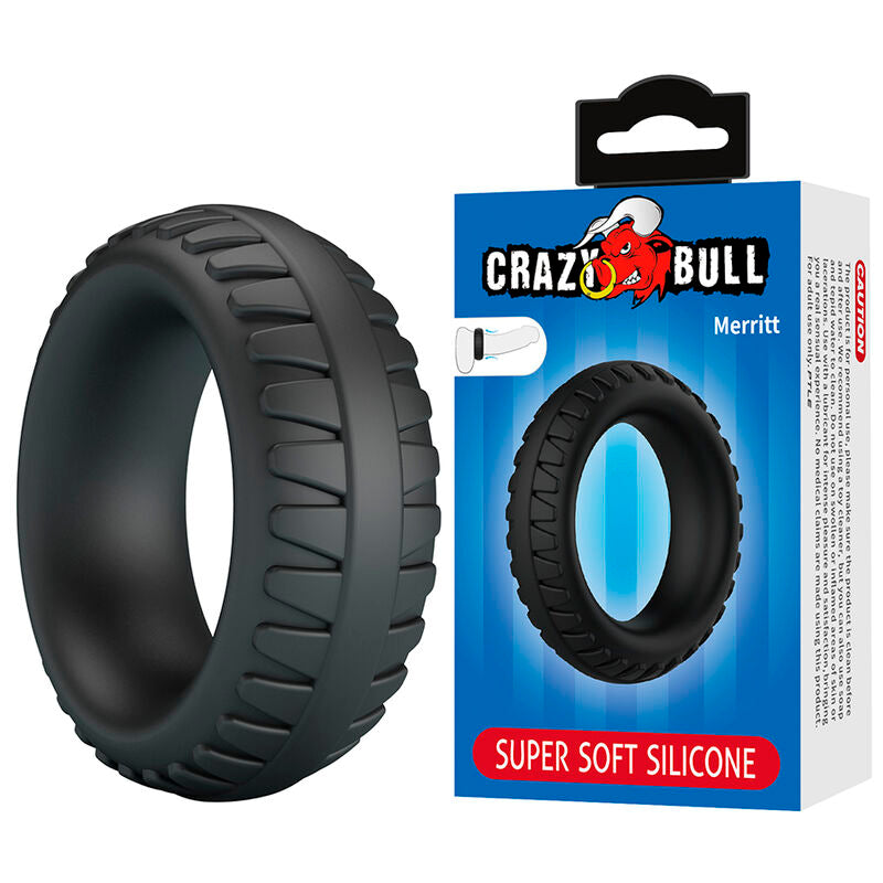 CRAZY BULL - MERRITT TEXTURED SILICONE COCK RING BLACK