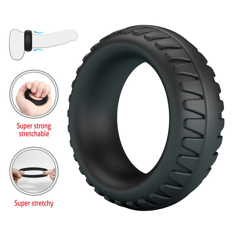 CRAZY BULL - MERRITT TEXTURED SILICONE COCK RING BLACK