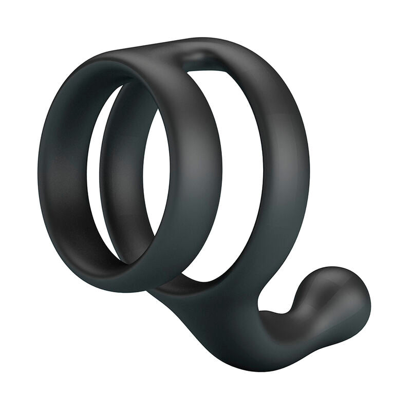 CRAZY BULL - YANCY DOUBLE COCK AND BALL RING BLACK