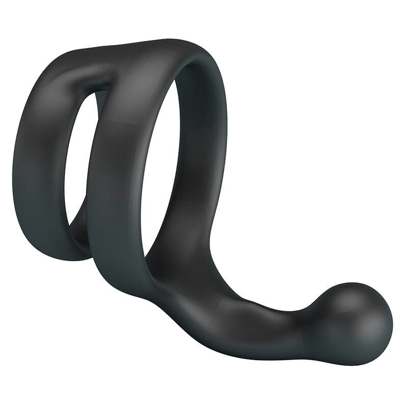 CRAZY BULL - YANCY DOUBLE COCK AND BALL RING BLACK