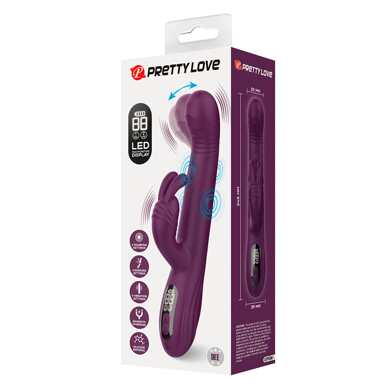 PRETTY LOVE - DEE MULTIFUNCTION RABBIT VIBRATOR OSCILLATING AND PERCUSSION PURPLE