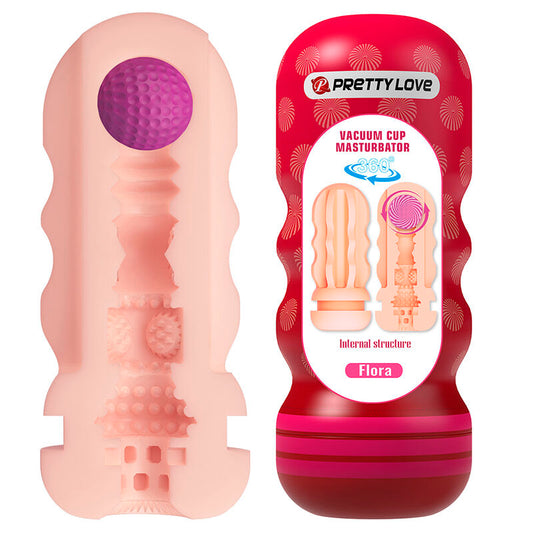 PRETTY LOVE - MASTURBATOR POCHWOWY FLORA Z PRZYSSAWKĄ I WEWNĘTRZNYMI STRUKTURAMI