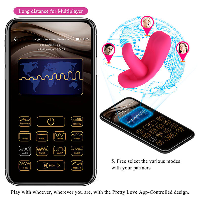 PRETTY LOVE - HAZELYNN 12-FUNKTIONEN-MASSAGEGERÄT MIT APP-STEUERUNG, PINK