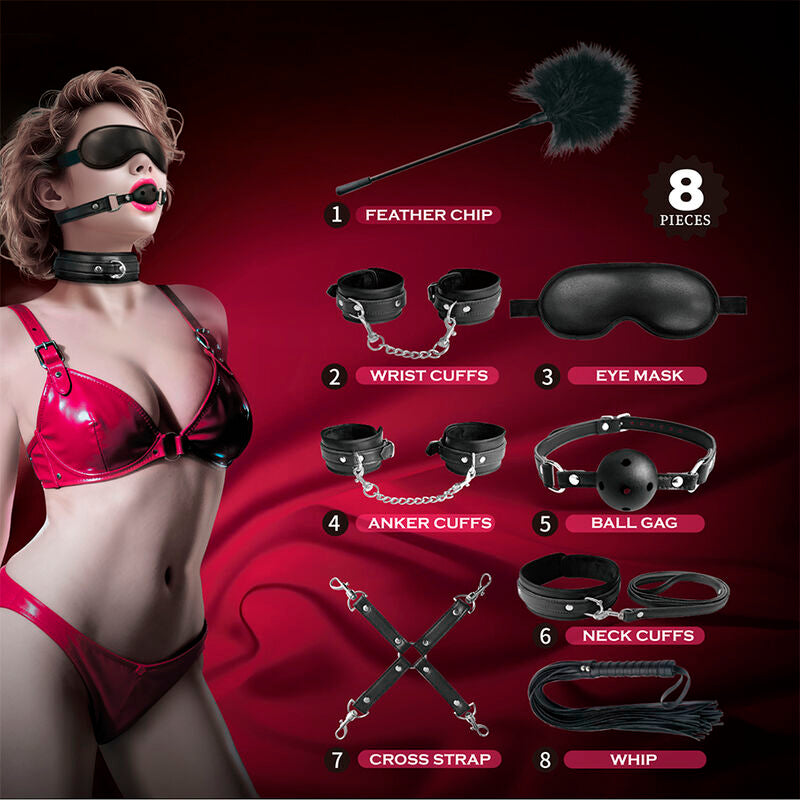 PRETTY LOVE - 8 PIECE BDSM KIT BLACK