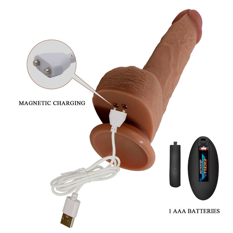 PRETTY LOVE - TOMMY REALISTISCHER STOSSVIBRATOR MIT FERNBEDIENUNG, DUNKELBRAUN