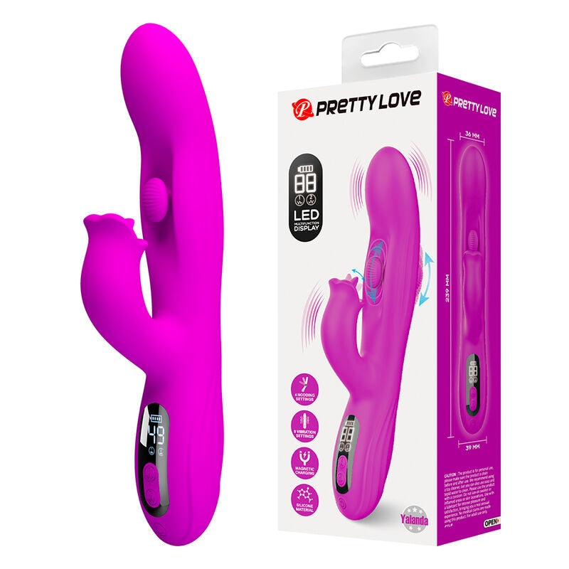 PRETTY LOVE - YALANDA RABBIT OSCILLATING VIBRATOR WITH LED DISPLAY PURPLE