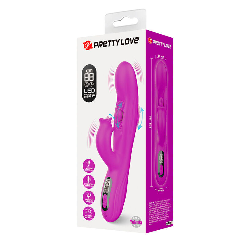 PRETTY LOVE - YALANDA RABBIT OSCILLATING VIBRATOR WITH LED DISPLAY PURPLE