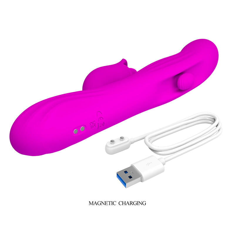 PRETTY LOVE - YALANDA RABBIT OSCILLATING VIBRATOR WITH LED DISPLAY PURPLE