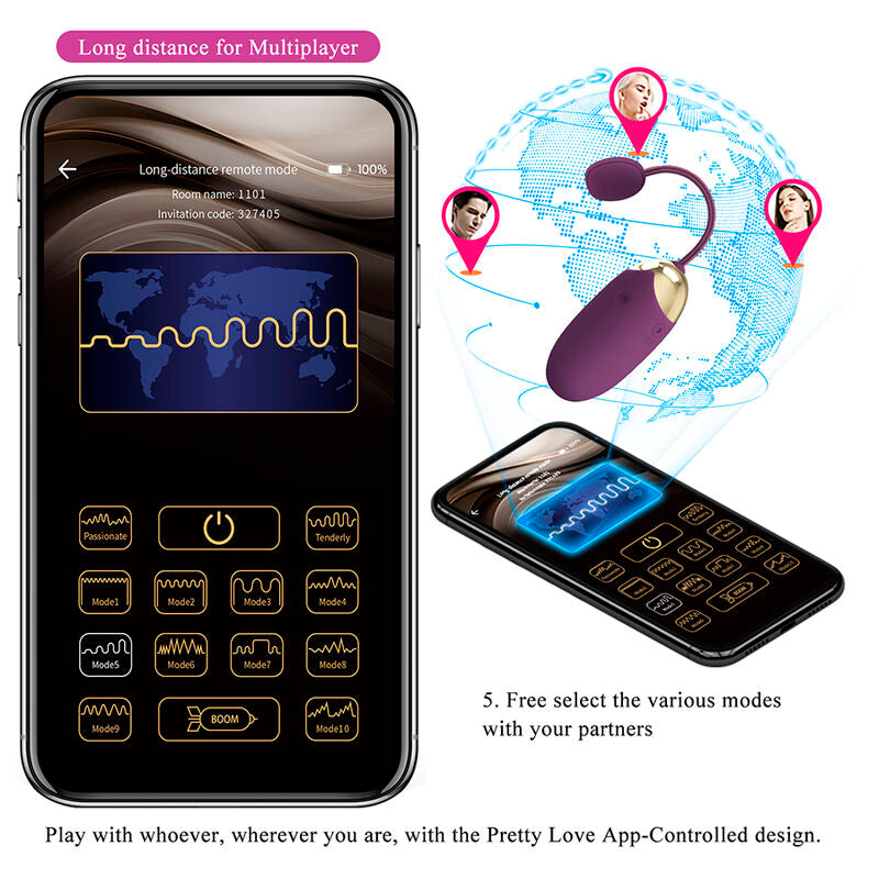 PRETTY LOVE - KLAY THRUSTING EGG VIBRATOR APP CONTROL PURPLE