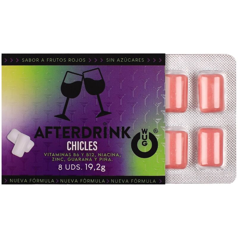 WUG After Drink – The functional chewing gum that helps you regain energy after a night out. BLISTER OF 8 UNITS