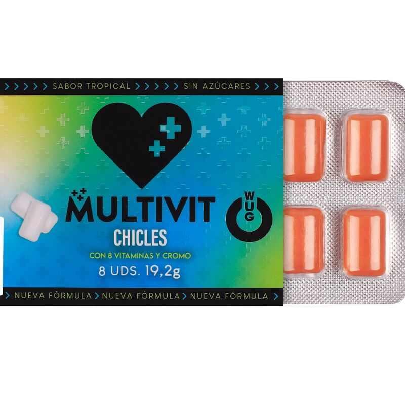 WUG Multivit - The functional chewing gum that strengthens your defenses every day. BLISTER OF 8 UNITS