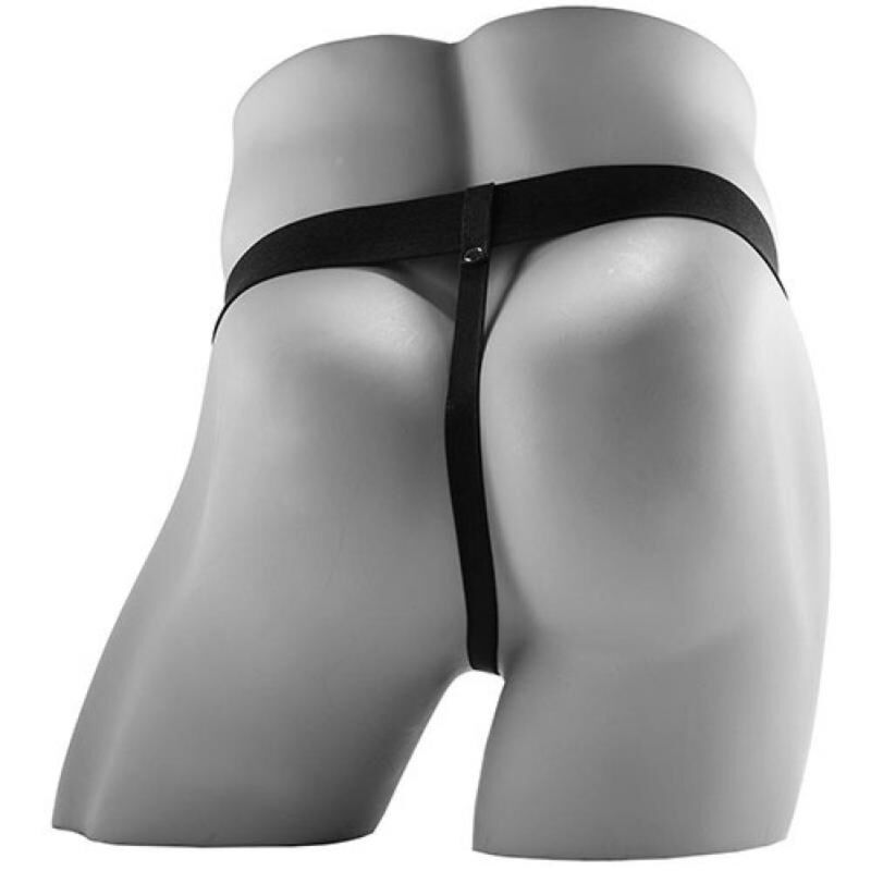 FETISH FANTASY SERIES - REALISTIC VIBRATING HOLLOW STRAP ON WITH BALLS 17.8 CM
