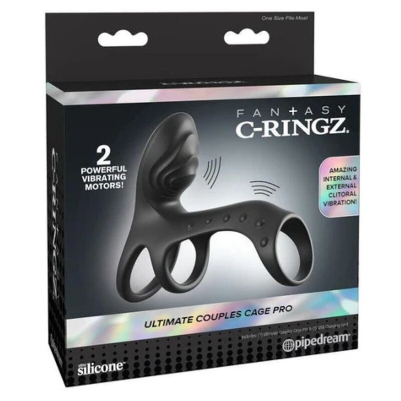 FANTASY C-RINGZ - ULTIMATE COUPLES CAGE PRO VIBRATING COCK RING 19.5 CM