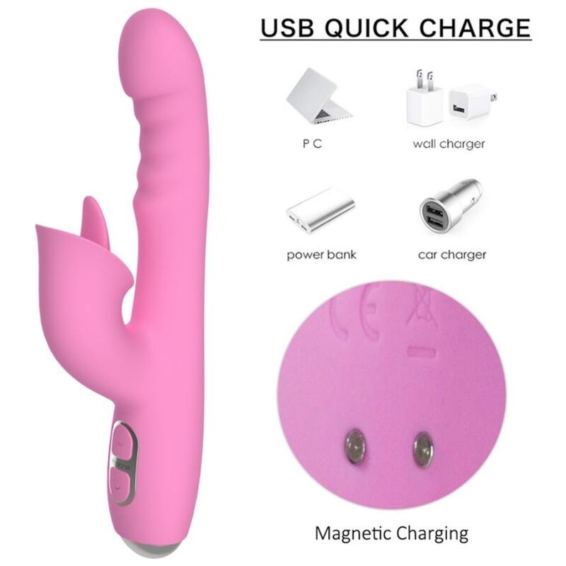 NALONE - T-MAY RABBIT VIBRATOR WITH PUSH AND OSCILLATING MOTION