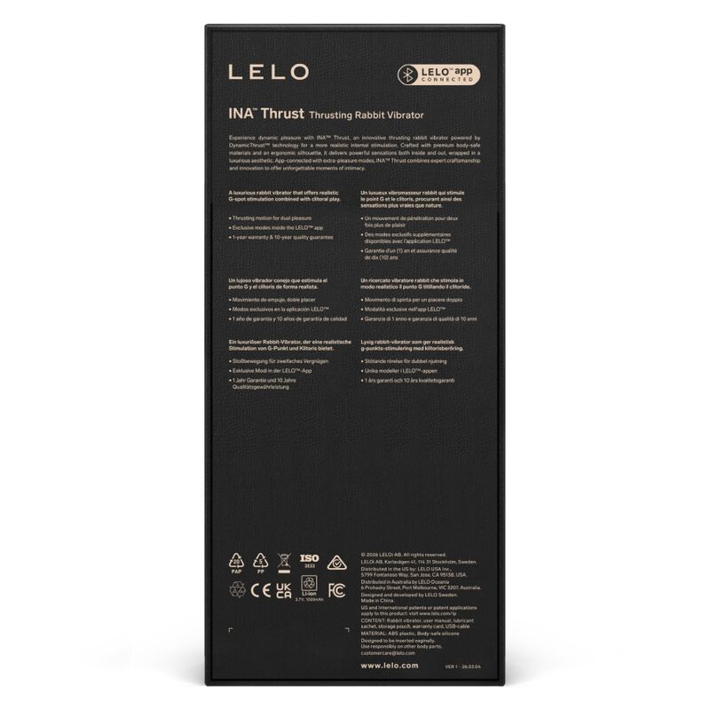 LELO - INA THRUST RABBIT THRUSTING VIBRATOR BLACK