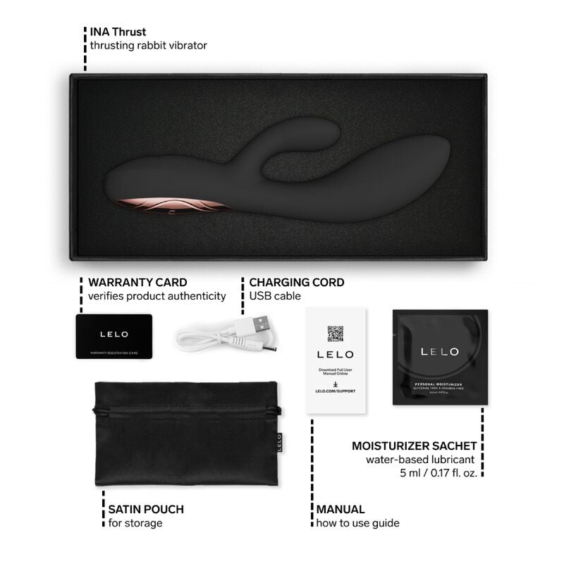 LELO - INA THRUST RABBIT THRUSTING VIBRATOR BLACK