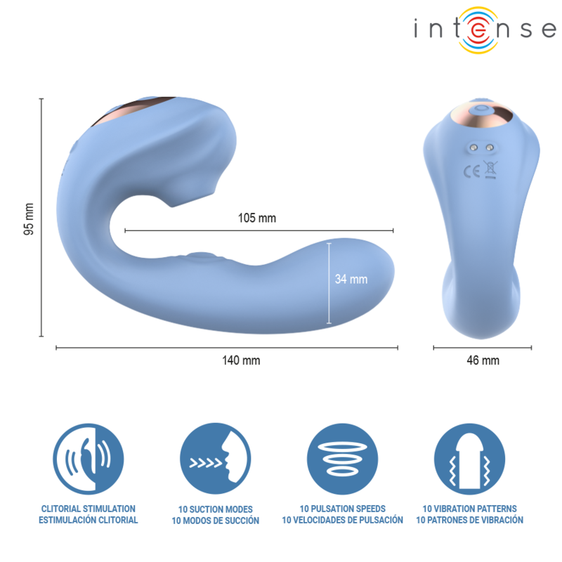 INTENSE - GINA MULTIFUNCTION CLITORAL STIMULATOR BLUE