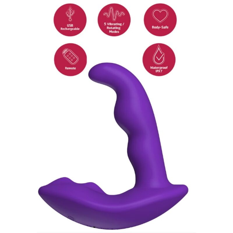 SHE.E.O - ROTATING VIBRATING ANAL STIMULATOR WITH REMOTE CONTROL - PURPLE