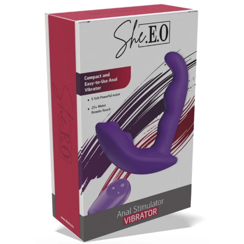SHE.E.O - ROTATING VIBRATING ANAL STIMULATOR WITH REMOTE CONTROL - PURPLE