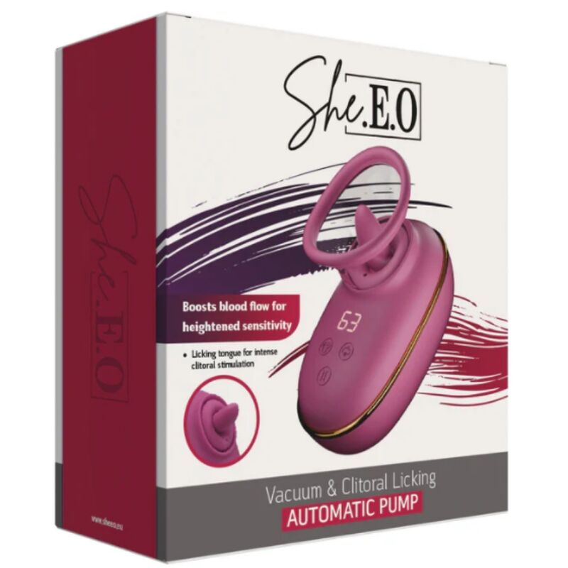 SHE.E.O - AUTOMATIC CLITORAL STIMULATING PUMP WITH LICKING EFFECT (PURPLE)