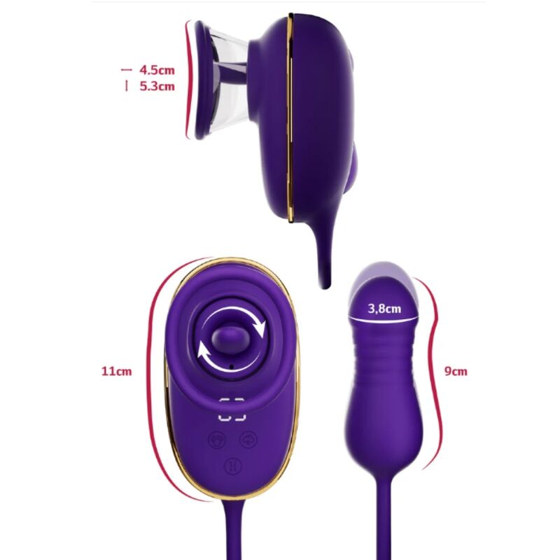 SHE.E.O - CLITORAL SUCTION TOOL WITH LICKING EFFECT AND PURPLE ANAL STIMULATOR