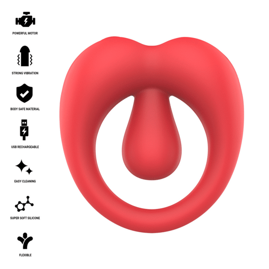 INTENSE - RUSSELL VIBRATING PENIS RING WITH CLITORIS STIMULATION RED