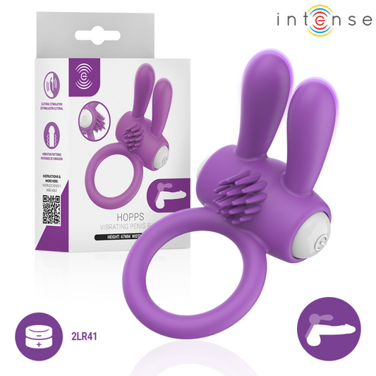 INTENSE - HOPPS VIBRATING PENIS RING WITH CLITORAL STIMULATION PURPLE