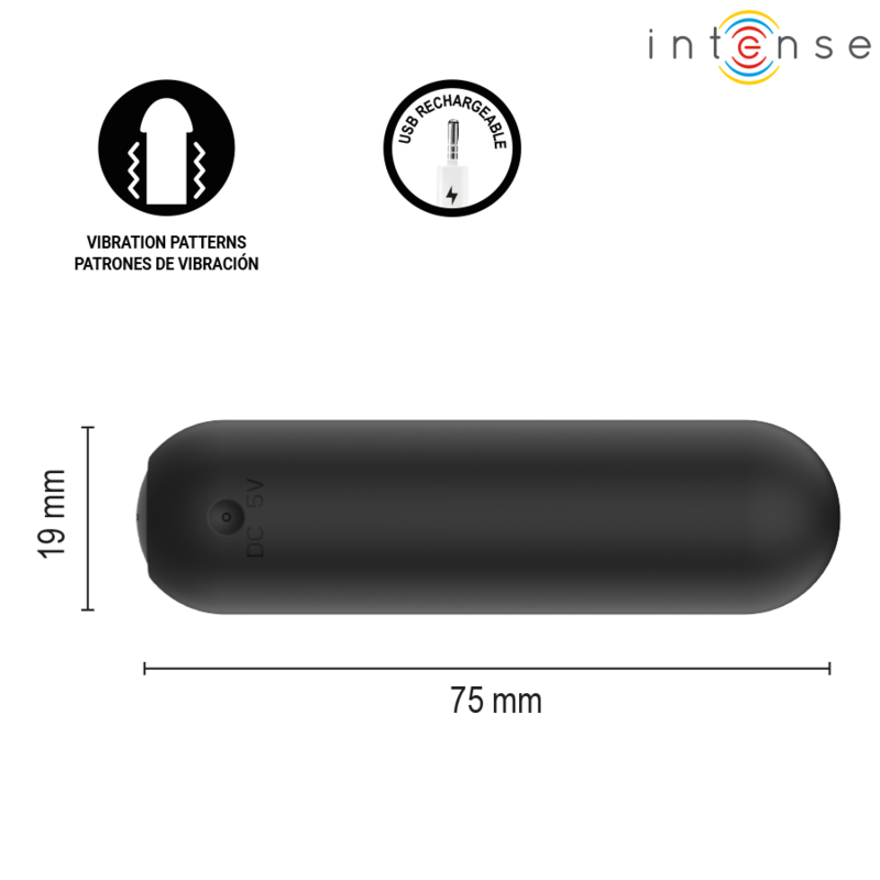INTENSE - JUDY RECHARGEABLE VIBRATING BULLET WITH REMOTE CONTROL BLACK