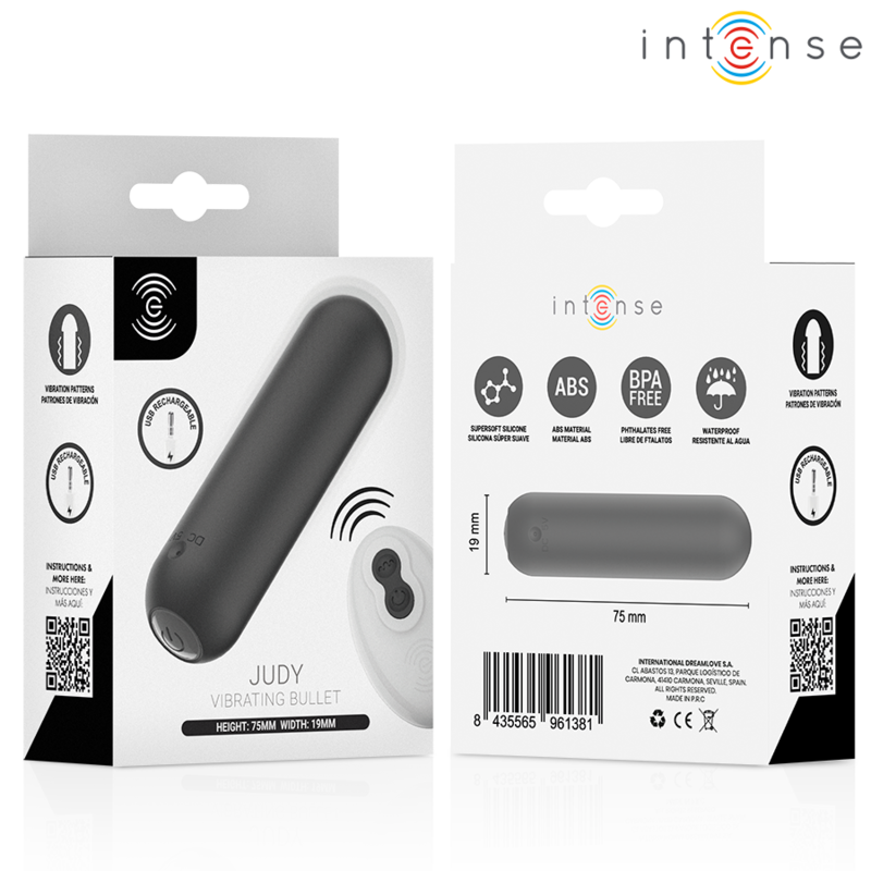 INTENSE - JUDY RECHARGEABLE VIBRATING BULLET WITH REMOTE CONTROL BLACK