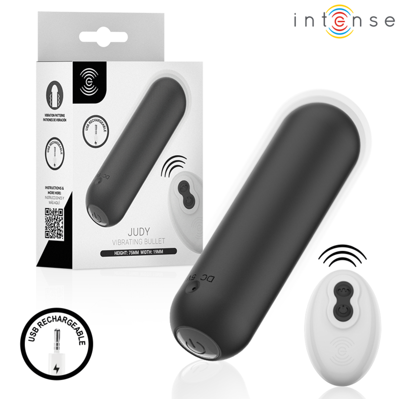 INTENSE - JUDY RECHARGEABLE VIBRATING BULLET WITH REMOTE CONTROL BLACK