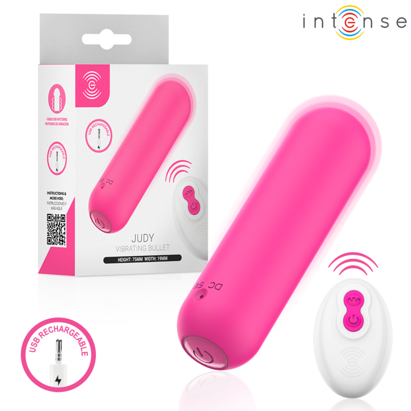 INTENSE - JUDY RECHARGEABLE VIBRATING BULLET WITH REMOTE CONTROL PINK